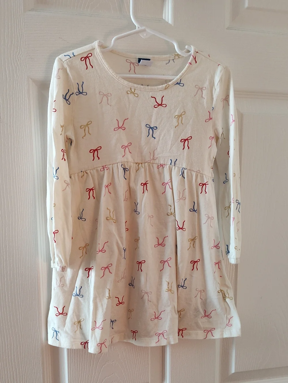 Old Navy Cream Dress with Multicolor Bow Accents